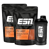 ESN IsoWhey Hardcore + gratis Shaker, 2 x 1000 g, Strawberry, bis zu 26 g Protein pro Portion, geprüfte Qualität - made in Germany