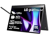 2024 LG gram Pro 16 Zoll 2in1 Notebook - 1399g Intel Core Ultra7 Laptop (16GB RAM, 1TB Dual SSD, 20,5h Akkulaufzeit, OLED Touch Panel, LG Stylus Pen, Win 11 Pro) - Schwarz