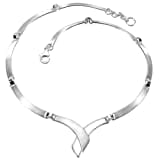 Vinani Damen Halskette 925 Silber - Collier gekreuzt geschwungen beweglich mattiert glänzend aus 925 Sterling Silber Kette für Frauen Italien KCF