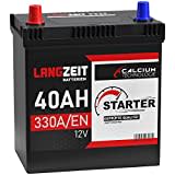 LANGZEIT ASIA Autobatterie 40Ah 12V 330A/EN ASIA Batterie Plus-Pol Links 30% mehr Startleistung ersetzt 35Ah 36Ah 38Ah 42Ah