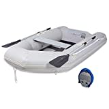 Z ZELUS 2,3M Schlauchboot 2 Personen Aufblasbares Boot 230x130x33cm Sportboot mit 2 Paddel und Luftpumpe Grau Paddelboot Ruderboot Schlauchboot Angeln mit Sitzbank Aluboden