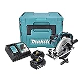 Makita DSS 611 RTJ 18 V Li-Ion Akku-Kreissäge 165 mm + Makpac Gehäuse + 2 x BL1850 5,0 Ah Akkus + Ladegerät DC 18 RC