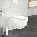 ECD Germany Spülrandloses Wand Hänge Dusch WC Weiß kurz aus Keramik mit Bidet-Funktion, Wand WC mit WC-Sitz Soft-Close Absenkautomatik Toilettensitz Duroplast abnehmbar, Tiefspüler WC Hänge Toilette