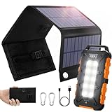 8W faltbaren Solarpanel mit Solar Powerbank 26800mAh PD 15W Solarladegerät QC3.0 USB C Schnelles Aufladen und 4 Ausgängen externer Akku Tragbares Ladegerät für Handys, Camping, Outdoor und mehr