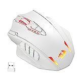 Redragon M913 kabellose Gaming-Maus, 16.000 DPI kabelgebundene/kabellose RGB-Gamer-Maus mit 16 programmierbaren Tasten, 45-Stunden-Akku und professionellem Sensor, 12 seitliche Tasten, MMO-Maus, Weiß