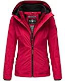 MARIKOO Damen Übergangsjacke Outdoor Regenjacke Fleece Jacke Gefüttert Kapuze XS - XXL ERDBEERE (XS, Fuchsia)