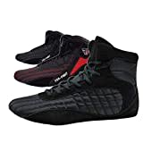 FOX-FIGHT Kampfsport Schuhe | für Damen und Herren | Atmungsaktiv Flexibel | Wildleder | Ringerschuhe | Athletik Fitnesschuhe Bodybuilding | 45 / schwarz