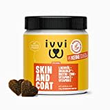 ivvi Skin & Coat Omega 3 für Hunde gegen Juckreiz im Leckerliformat, für gesunde Haut & glänzendes Fell – mit Biotin, DHAgold, Zink, Vitamin C, Lachsöl - 60 leckere Snacks (270g) mit Lachs