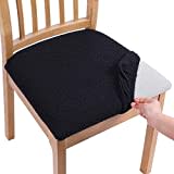 Homaxy Stuhlbezug Sitzfläche 2er Set, Stretch Bezug für Stühle Sitzbezüge für Esszimmerstühle Abwaschbar Schonbezug Stuhl Hussen für Stühle, Schwarz