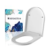 WC-Sitz mit Absenkautomatik U1002 Weiss, abnehmbarer Toilettensitz aus Duroplast, Ersatz-WC-Brille Soft-Close-Funktion D-Form, Edelstahlbefestigung