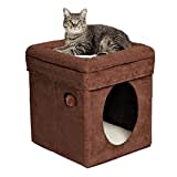 MidWest Homes for Pets Modell 137-BR The Original Katzenhaus, lustiger Katzenwürfel, braunes Kunstvelours und synthetisches Schaffell