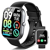 Smartwatch Herren Damen, 1.91"HD Smart Watch mit Telefonfunktion, 110+ Sportmodi Fitnessuhr mit Herzfrequenzmonitor Schlafmonitor Schrittzähler, IP68 Wasserdicht Sportuhr, Uhr für iOS Android, Schwarz