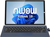 AWOW 10.1'' Tablet PC Wi-11 mit Gen12 N100, 12 GB LPDDR4, 256 GB eMMC, Touchscreen und Abnehmbarer Deutscher QWERTZ-Tastatur - 2-in-1 Mini Laptop(Kein Stift)