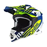 O'NEAL | Motocross-Helm | MX Enduro | ABS-Schale, Lüftungsöffnungen für optimale Belüftung & Kühlung | 2SRS Helmet Spyde 2.0 | Erwachsene | Blau Weiß Gelb | Größe M