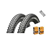 2er Set Continental Fahrradreifen Cross King Wire MTB 29 Zoll (55-622) AV DV SV Schlauch + 3 Metall Reifenheber (29x2,20 (55-622), AV-Ventil Schläuche)