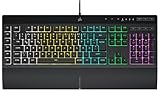 CORSAIR K55 RGB PRO Kabelgebundene Membrantastatur - IP42 staub- Und Spritzwassergeschützt - 6 Makro-Tasten Mit Elgato-Integration - iCUE-Kompatibel - QWERTZ DE - PC, Mac, Xbox - Schwarz