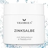 VIGOROUS® Zinksalbe gegen Pickel 60ml - Anti Pickel Creme auch für Pickel am Po und Rücken -mit Teebaumöl & Salicylsäure - SOS Zink Salbe gegen Mitesser und unreine Haut - Zugsalbe Pickel - Akne creme