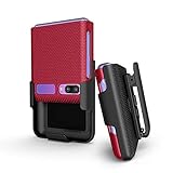 BELTRON Schutzhülle mit Clip für Galaxy Z Flip 2020, aufsteckbar, Schutzhülle mit drehbarem Gürtelholster und eingebautem Ständer für Samsung Galaxy Z Flip (SM-F700, SM-F707), Rot