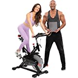 Miweba Sports Profi Indoor Cycling Bike MS200 | 13 Kg Schwungmasse - Traglast 100 Kg - Fitness Heimtrainer Fahrrad - Pulsmessung - Stufenfreie Widerstandsverstellung - Speedbike - Ergometer (Schwarz)