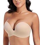 DotVol Damen Flügel-Design Push Up Bra Trägerloser BH Komfort Bügellos Unsichtbare Wirefree Anti-Rutsch BH(Beige,80C)