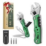 FLISSA 13 in 1 Multitool Schraubenschlüssel, Verstellbarer Multifunktionsschlüssel mit Messer, Camping Zubehör, Camping Gadgets, Geschenke für Männer mit Tragtasche, Faltbares Multiwekzeug