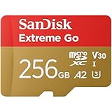 SanDisk 256GB Extreme Go micro SDXC UHS-I-Kaart 256 GB + SD-Adapter (Voor Android Smartphones en Tablets, Action Cams & Drones, Tot 200 MB/s, V30, 5K, 4K UHD, Rescue PRO Deluxe, C10, U3) voor Amazon