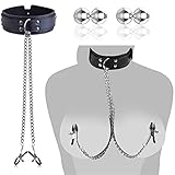 BDSMYEE Einstellbar Nippelklemmen Halskette mit Busenkette + 4 stk Magnetische Nippelklemmen,Extra Stark Brust Stimulation Sexspielzeug Set,Klitoris Klemmen Vaginal Clip Einstellbar Nippelclip