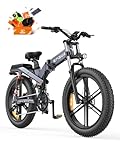 ENGWE X24/X26 E Bike Klapprad Elektrofahrrad mit 24''/26" x 4.0 Fat-Reifen Dualer herausnehmbarer Akku 48V 19.2AH/+10AH Reichweite 100/150km, 3 Federungen (X26 Doppelter Akku 19.2AH+10AH, Grau)