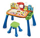 VTech 5-in-1 Magischer Schreibtisch – Interaktiver Kinderschreibtisch inkl. Hocker – Mit Kreidetafel, Staffelei, Schreibfeld und Projektor – Für Kinder von 3-6 Jahren