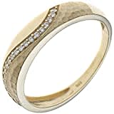 Jobo Damen Ring 333 Gold Gelbgold mattiert mit Zirkonia Goldring Größe 60