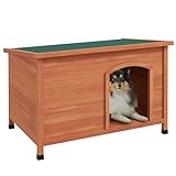 PawHut Hundehütte aus Holz Kleintierhaus mit Asphaltdach, Hundehaus mit abnehmbarem Boden, erhöhtem Design für Outdoor Grau 100 x 65,5 x 68 cm