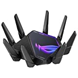 ASUS ROG Rapture GT-AXE16000 Gaming 6E kombinierbarer Router (Tethering als 4G und 5G Router-Ersatz, 802.11ax), 4-Band mit 6 GHz, 2 Ports 10G, WAN 2.5G, DOS WAN, AiMesh, VPN Fusion)