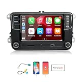 LIAMORFE Bluetooth Autoradio, CarPlay Android Auto mit AUX BT AM FU USB Touchscreen GPS Radio für VW Golf RCD330 Plus 5 6 Jetta MK5 MK6 CC Tiguan Passat Polo Noname 6RD 035 187B MIB RCD340G