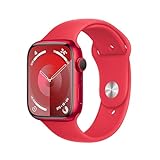 Apple Watch Series 9 (GPS + Cellular, 45 mm) Smartwatch mit Aluminiumgehäuse und Sportarmband M/L in (PRODUCT)RED. Fitnesstracker, Blutsauerstoff und EKG Apps, Always-On Retina Display, Wasserschutz