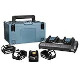 Pack MAKITA Énergie 18 V Li-Ion (4 batteries 5 Ah + 1 chargeur double) avec coffret MAKPAC-197626-8