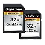 Gigastone Kamera Pro 32GB SDHC Speicherkarte 2-Pack bis zu 100 MB/S. kameras Canon Sony Nikon Olympus, Full HD Videoaufnahmen UHS-I U1 V10 Klasse 10