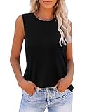 Zeagoo Damen Oberteile Basic Tank Tops Schwarz Frauen Shirt lang Sommer Shirts Top Schwarz L