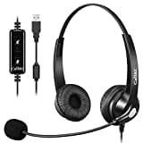 USB Headset PC für Business Skype UC Lync SoftPhone Call Center Office, Stereo PC Kopfhörer mit Mikrofon Noise Cancelling & Lautstärkeregler, Kristallklar Chat, Super Leicht, Ultra Komfort