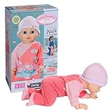 Baby Annabell Emily lauf mit Mir 43cm, Krabbel- und Lauflernpuppe mit Soundfunktion, rosa Strampler und Mütze, 710623 Zapf Creation