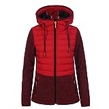 Torstai Jacke Damen mit Kapuze Warmer Midlayer-Hoodie aus dickem Strickgewebe, Farbe:Rot, Größe:XS