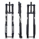 MTB Downhill Gabel 26 27.5 29 Zoll Mountainbike Luft Federgabel Gerade/konisch Doppelt Geschultert Umgekehrte Gabel Federweg 160mm Einstellbare Zugstufe Manuelle Sperre ( Color : Black Tapered )