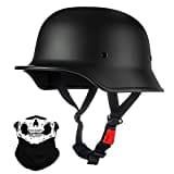 Deutsche Motorrad Halbhelme mit ECE, Jethelm Retro, Chopper Helm, Scooter-Helm, Fahrradhelm, mit Herausnehmbares Innenfutter und Schnellverschlussschnallen M~XXL 57~64CM