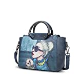 NICOLE & DORIS Mode Handtaschen Damen Designer Taschen Umhängetasche Retro Schultertaschen Henkeltaschen PU Leder Crossbody Bag Satchel Handtasche mit Muster Navy blau