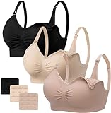 HBselect 3 Pcs Schwangerschafts Still BH Nahtloser Still-BH mit zusätzlichen BH-Verlängerungen Stillen und Schlaf Ohne Bügel für Damen