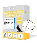 PiuPet® Katzennetz Drahtverstärkt I 8x3m I schwarz I Befestigungsset inklusive I Katzennetz für Balkon | Katzennetz Balkon | Katzennetz Fenster | Katzengitter Fenster | Katzen Fensterschutz