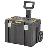 Dewalt Mobile T STAK Box DWST83347-1 (kippbarer Teleskopgriff, Schutzklasse IP54, robuste Schwerlasträder, Metallschließen, Etikettenhalter zur Beschriftung) 1 Stück