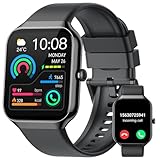 Smartwatch Damen Herren mit Telefonfunktion, 1.96" Fitnessuhr mit Herzfrequenz SpO2 Schlafmonitor Schrittzähler Uhr IP68 Wasserdicht Smart Watch mit 113+Sportmodi, Sportuhr für Android iOS-2024 Neue