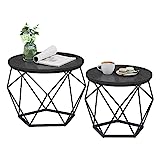 VASAGLE Couchtisch rund, 2er Set, Wohnzimmertisch, Beistelltisch, modern, abnehmbare Tischplatte, für Wohnzimmer, tintenschwarz LET040B22