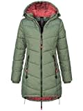 Sublevel Damen Jacke Steppmantel LSL-412 mit gefütterter Kapuze agave green L