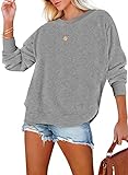 BLENCOT Damen Sweatshirt Casual Pullover Damen Langarmshirts Einfarbige Rundhalsausschnitt Tunika Tops